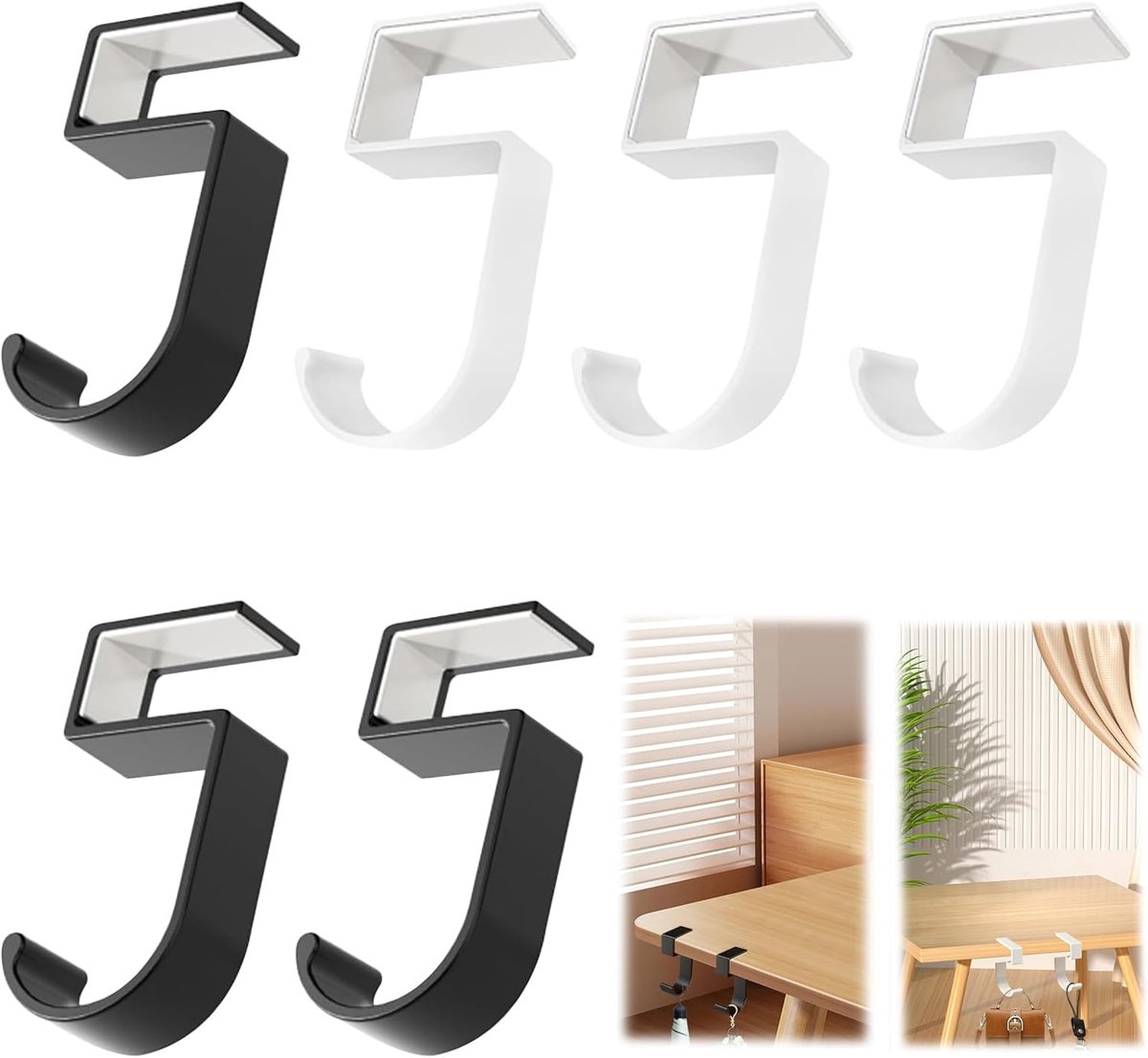 6 stuks tafelhaken, antislip zakhaakhouder, handtashouder, hanger voor kantoortafel, studeertafel