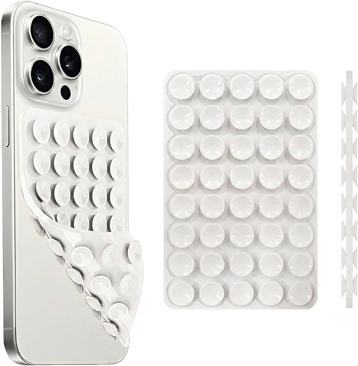 1 stuks siliconen telefoonhoes met zuignap, handsfree stressverminderend speelgoed, met spiegel, douche-telefoonstandaard, accessoire voor mobiele telefoon (wit)