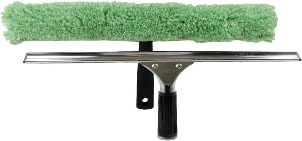 Ruitenreiniger met steel - Roestvrij Stalen Raamwisser - 15 cm - Dubbelzijdige Rubberblad - Professionele Glasreiniging