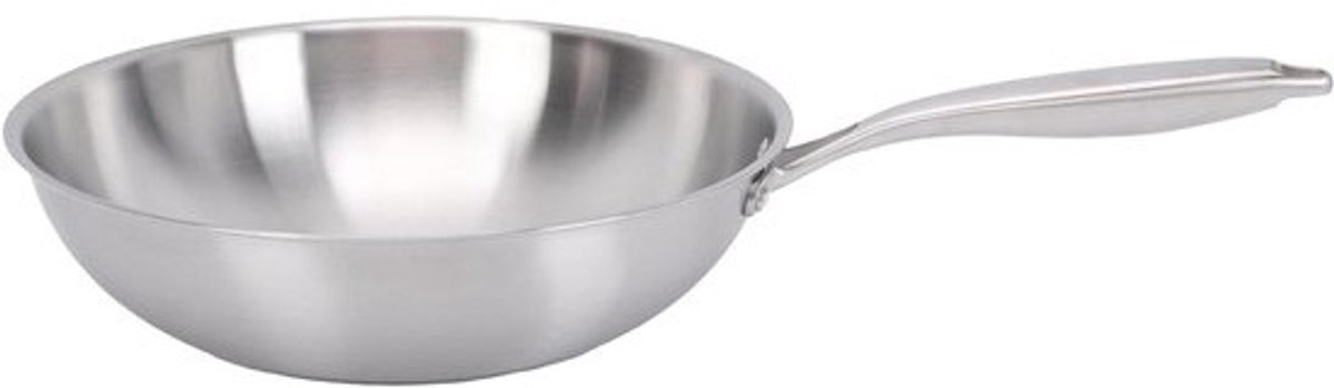 304 roestvrijstalen wok met handvat, roerbakpannen met anti-aanbaklaag, vlakke bodem, gelijkmatige verwarmingspan voor inductie, elektrisch gas, alle kachels (32CM)