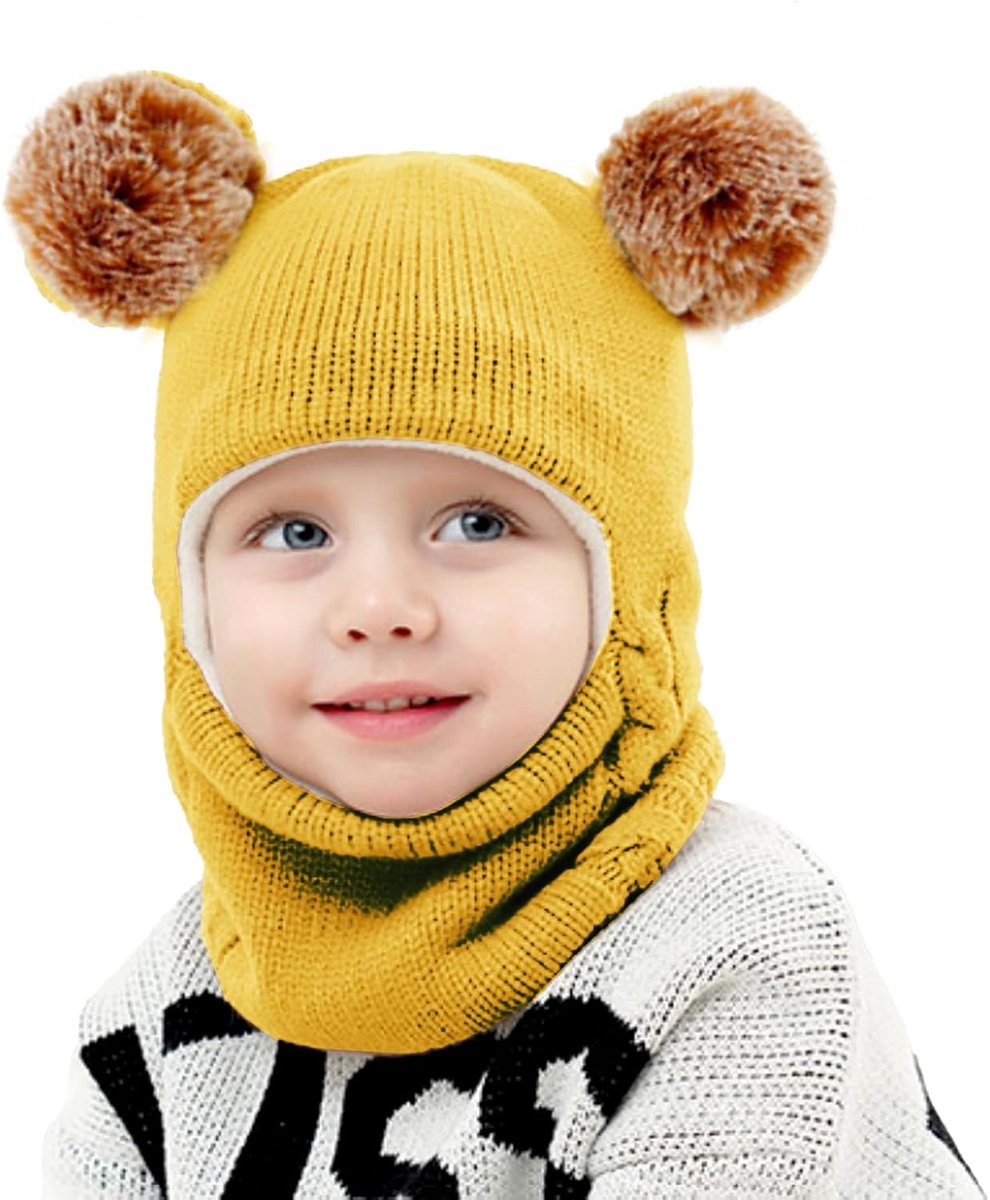 schattig, warm, 1-6 jaar, sjaal met capuchon, muts met fleecevoering, sjaal met capuchon, hoofddeksel, balaclava, skimuts