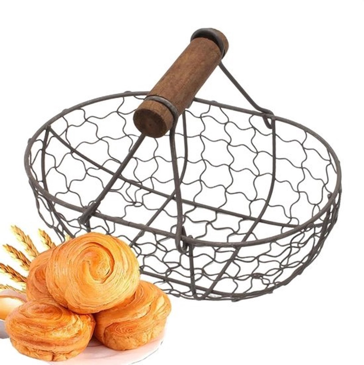 Eiermand - Draadmand - Verse eieren bewaren - Boerderijontwerp - 23x20x13.4 cm - Zwart
