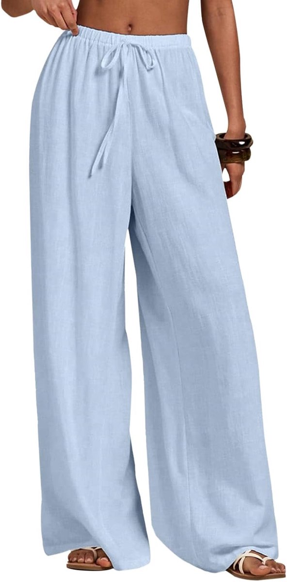 broek voor dames, zomer, elastisch, wijd, casual, palazzo-broek voor dames, elegant, los, lange werkbroek met zakken