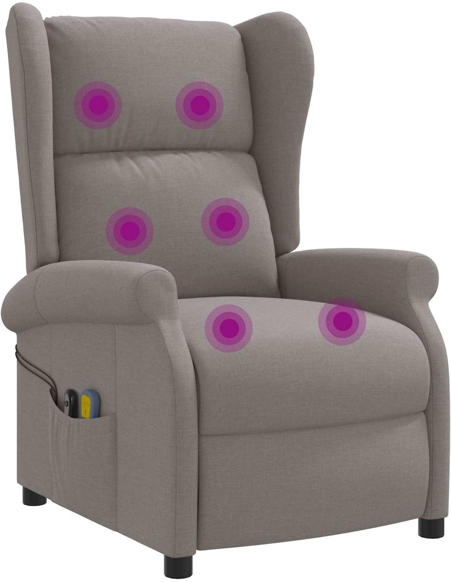 vidaXL - Wingback - elektrische - massage - relaxstoel - Taupe - Stof