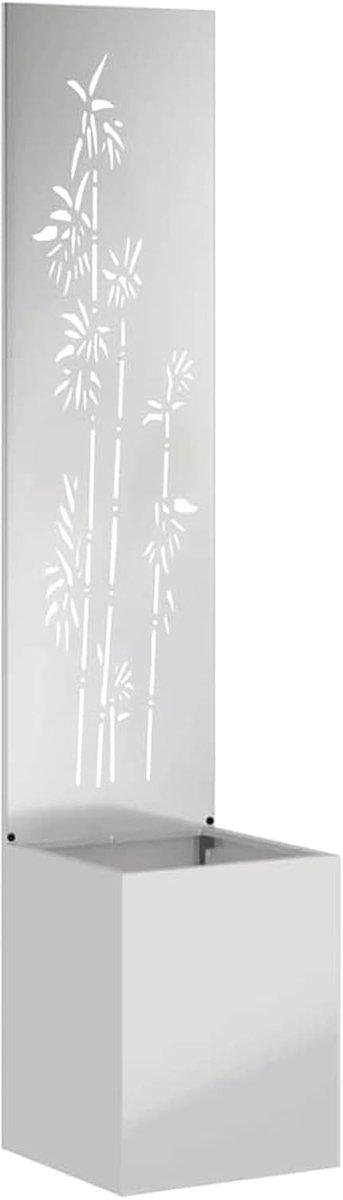 Tuin, inkijkbescherming, zilver, 32 x 140 cm, verzinkt staal, decoratief windscherm en inkijkbescherming voor terras, balkon en tuin, weerbestendig, mat, eenvoudig te