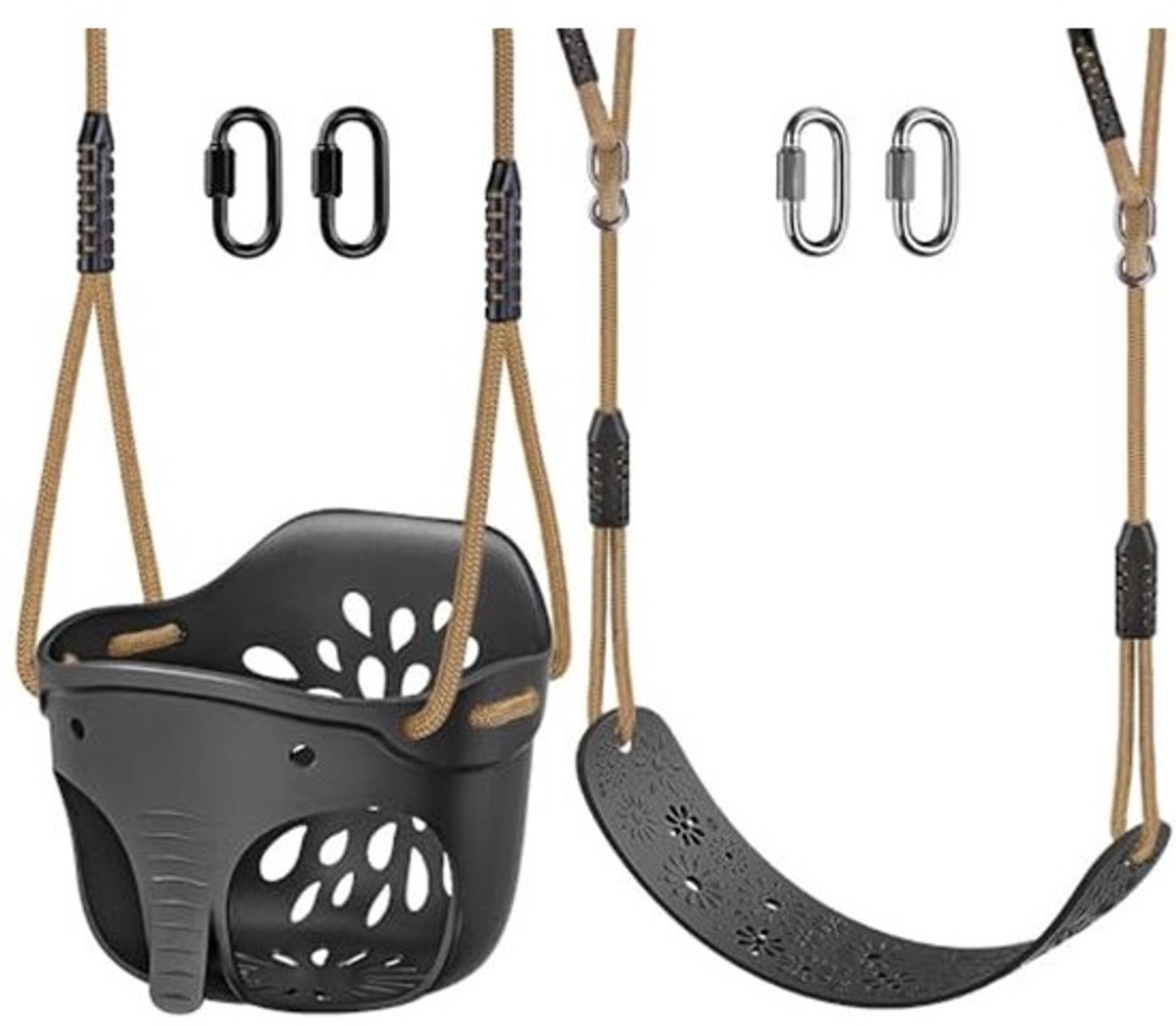 Peuter Swing Set Accessoires - Hoge Rug Volle Bucket Swing Zitplaatsen met Verstelbaar Touw (2 Pack)