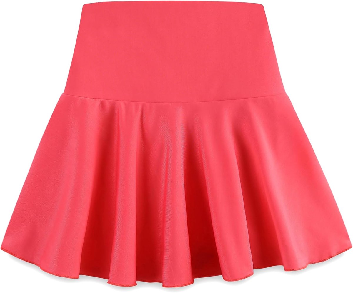 Tennisrok voor meisjes, hoge taille, korte plooirok voor meisjes, met shorts en 2 zakken, elastische band, 8-18 jaar