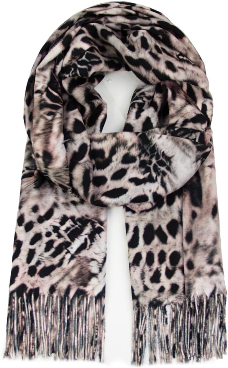 Damessjaal XXL behaaglijk warm luipaardpatroon poncho sjaal oversized dekensjaal