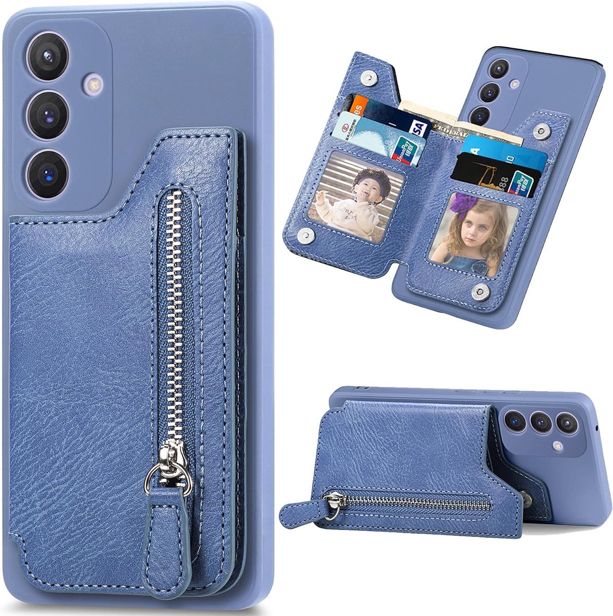 Magnetische Portemonnee Hoesje voor Samsung Galaxy S25 Plus, Premium PU Lederen Rits Portemonnee Schokbestendig met [Kickstand] [Kaarthouder] Hoesje voor Samsung Galaxy S25+ / S25 Plus.SDD