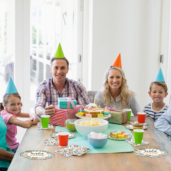 Safari partyserviesset voor 20 gasten, Wild One verjaardagsdecoratie, feestservies, kinderverjaardag, jungle, safari, feestborden, kinderverjaardag, servetten, verjaardagsdecoratie — afbeelding 3