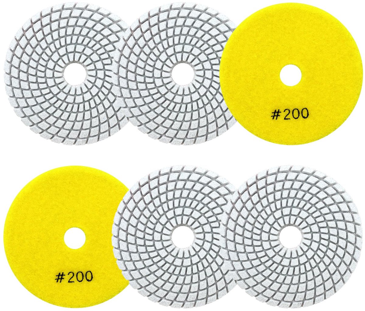 Diamant Polijstpad - Voor Nat Gebruik - 100 mm - Korrel 200 - 6 stuks