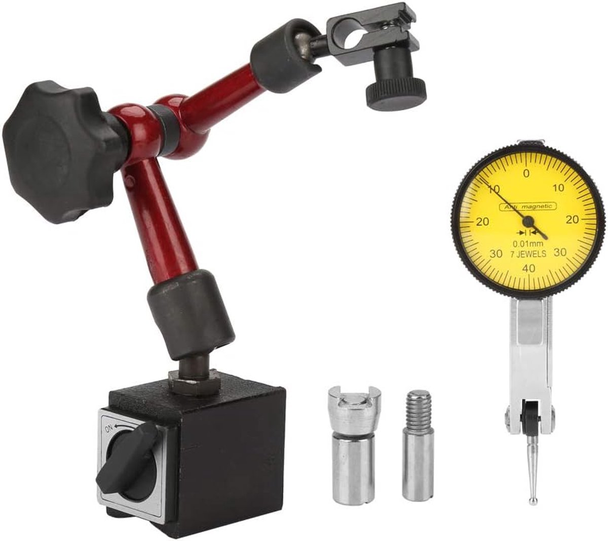 Dailygoods- Meetklok 0.01mm - Magnetische Houder - Flexibele Arm - Draaibank Accessoires - Handig in Gebruik - Schokbestendig - Meetinstrument