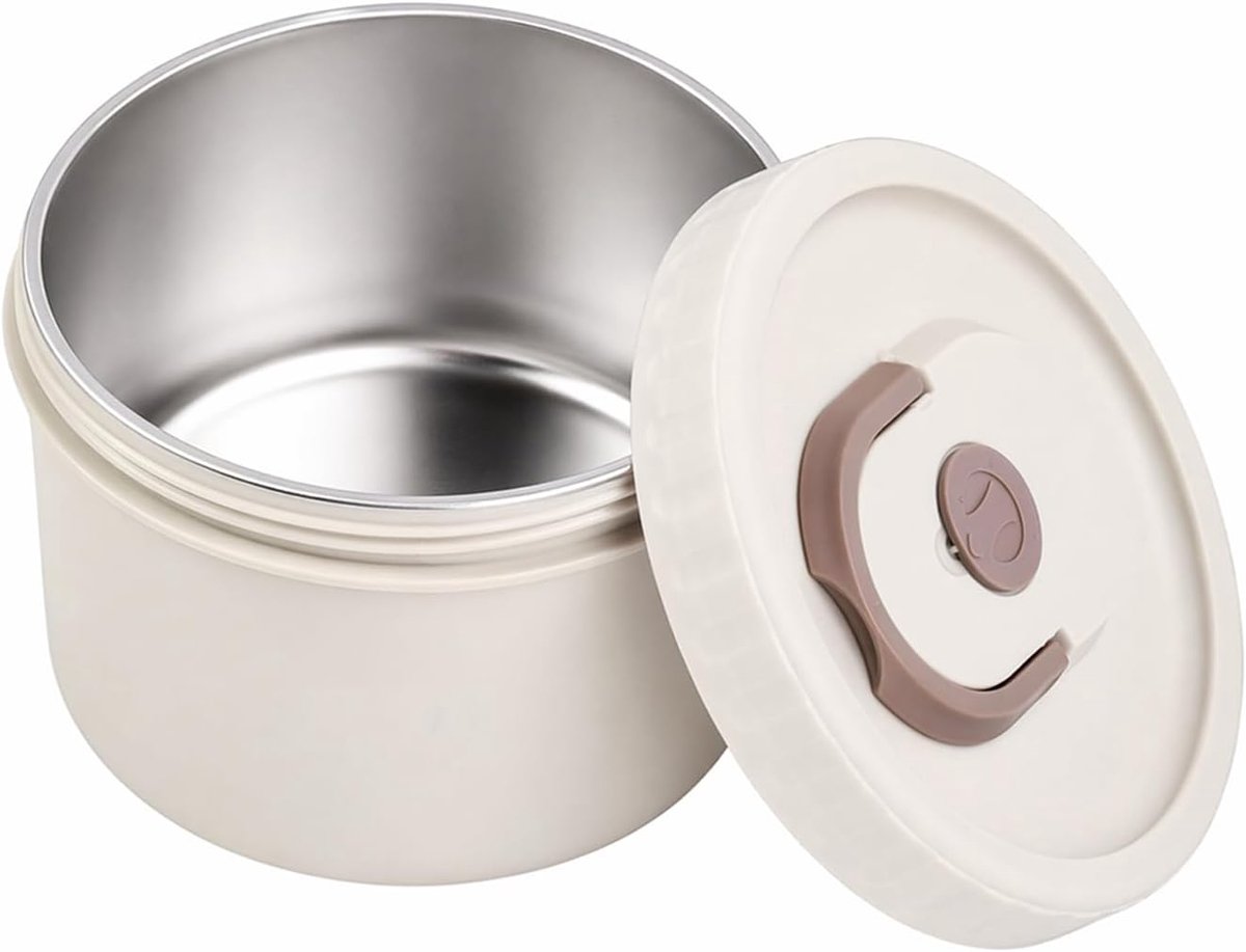 Thermocontainer 600 ml, lekvrije lunchbox van roestvrij staal met handvat