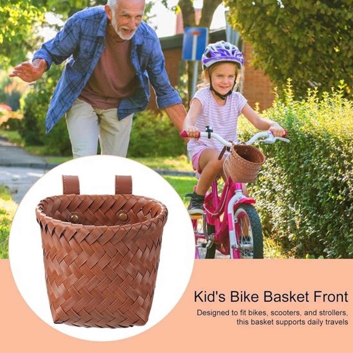 Kinderfietsmand - Stuurmand - Spullen Vervoeren - Waterdicht en Stevig - 15x12x12 cm - Thee Bruin