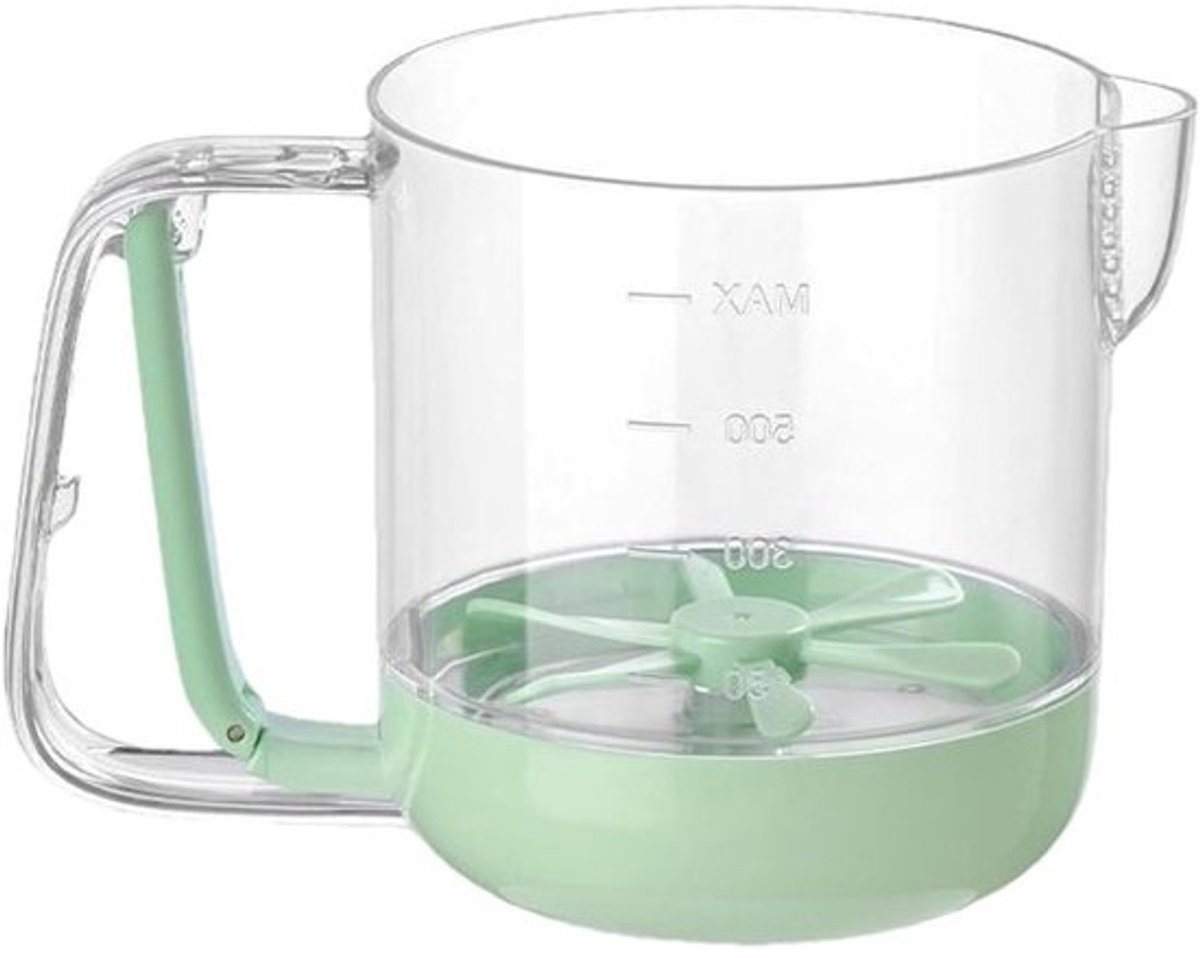 Eier Mengbeker - Handgeperste Mixer - Maaltijd Bereiding - Zelfaangedreven Fysiek Mengen - 16 cm Hoog - Groen