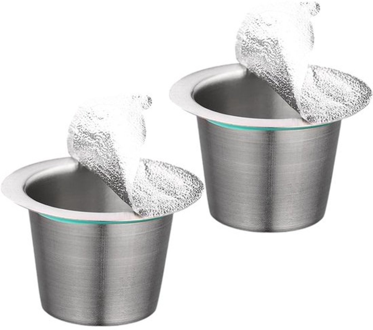 Espresso Pods Cup - Koffiemachine Accessoires - Koffie Bewaren - Lekbestendig Ontwerp - 2 Stuks - Zilver