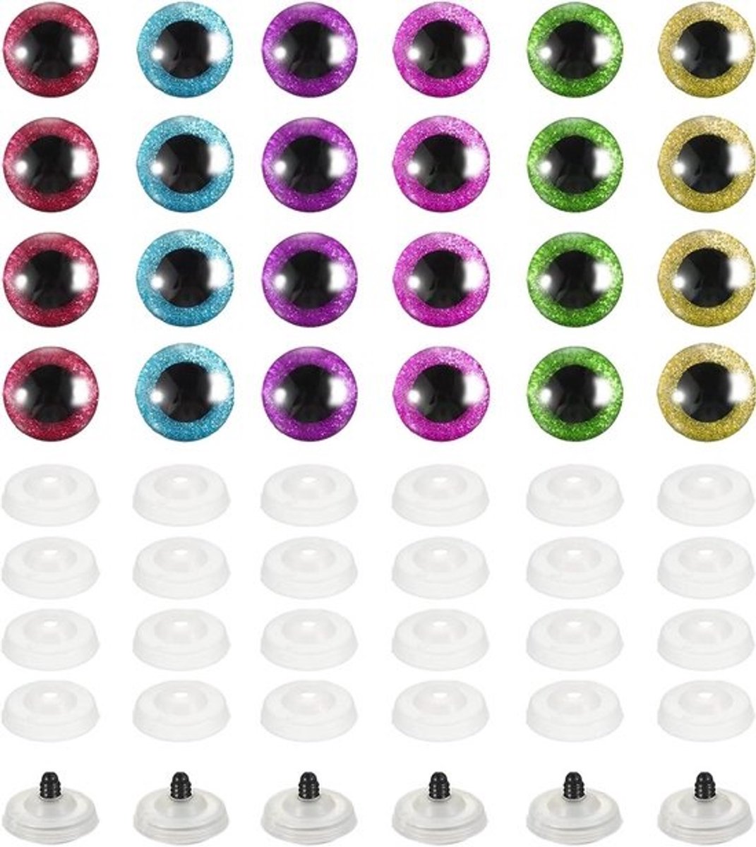 Veiligheidsogen Voor Poppen - Poppenogen Knutselen - Poppen Maken - 3D Glitter Effect - 35mm - 6 Kleuren