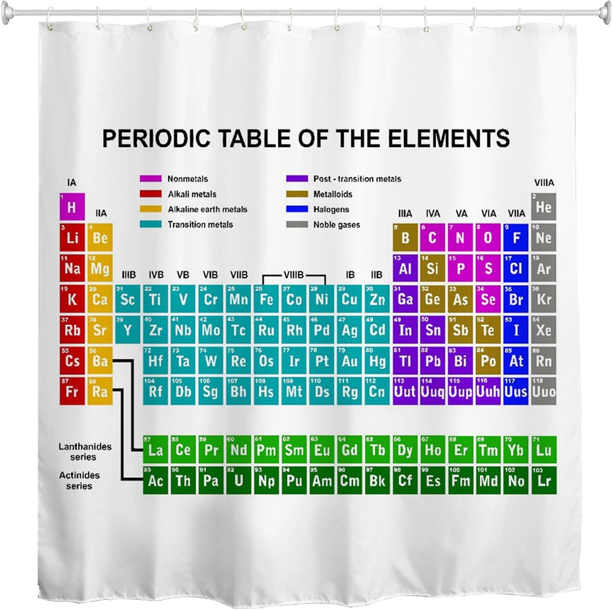 systeem douchegordijn 180 x 180 cm, chemische elementen waterdicht polyester stof badgordijn voor badkamer bad hotel