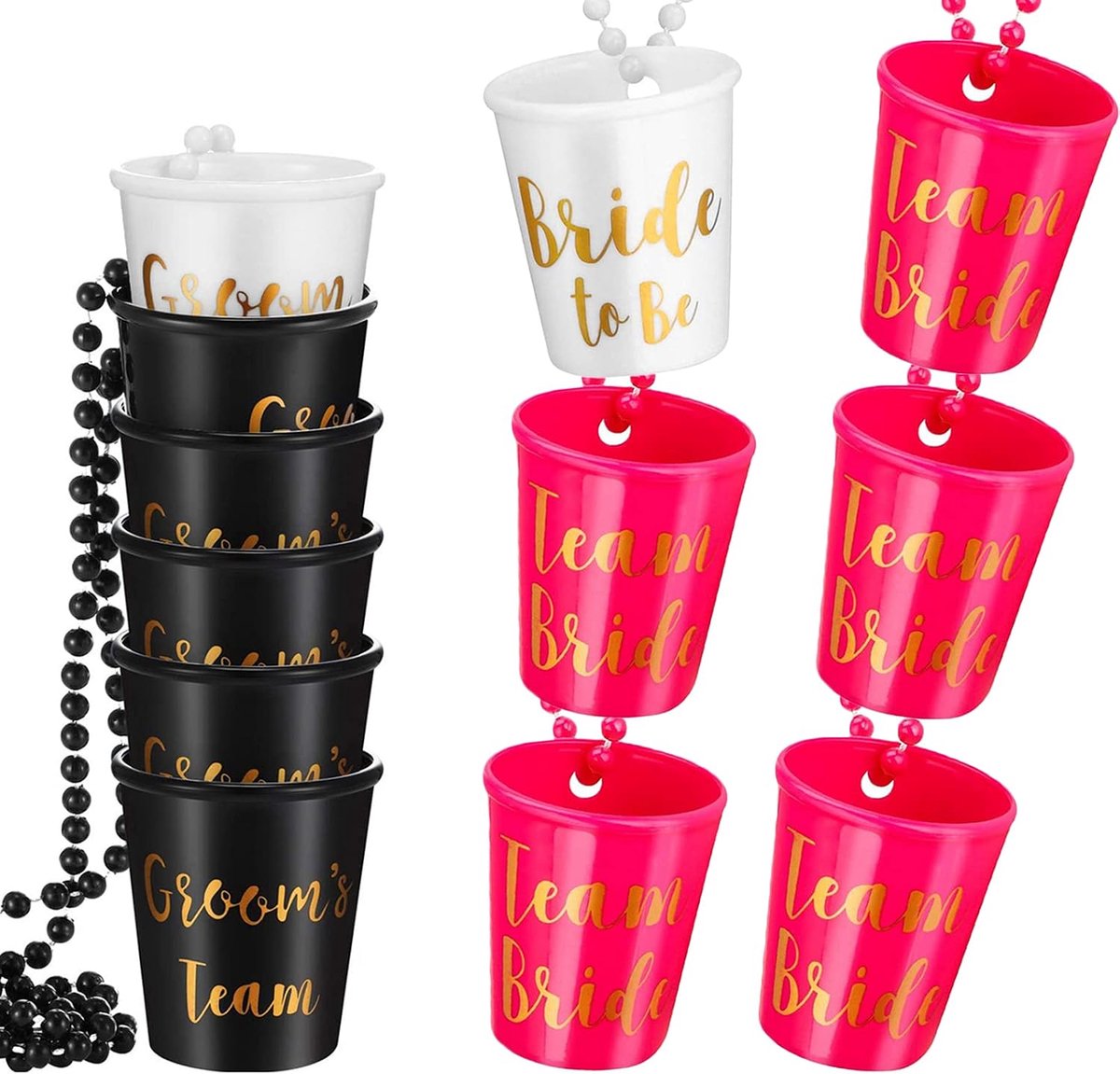 Dailygoods- Vrijgezellenketting 12 Stuks - Team Bruid/Kettingen - Team Bruidegom/Kettingen - Vrijgezellenfeest Decoratie - Kunststof - 30 Inch Lengte