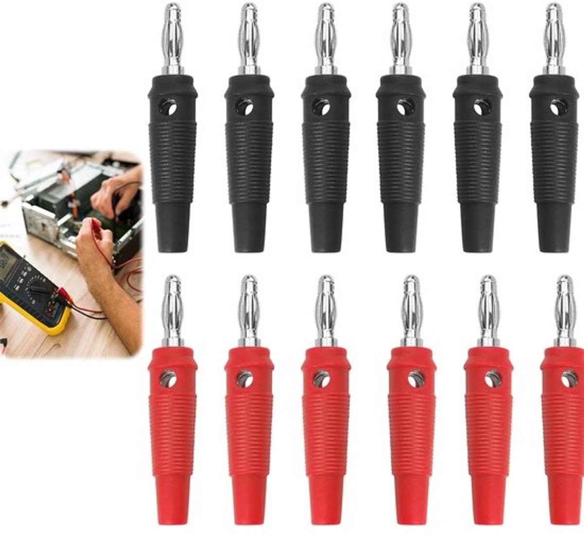 Banana plugs 4mm - 12 stuks - Schroefverbinding - Voor speakers en hi-fi systemen - ShopVlot
