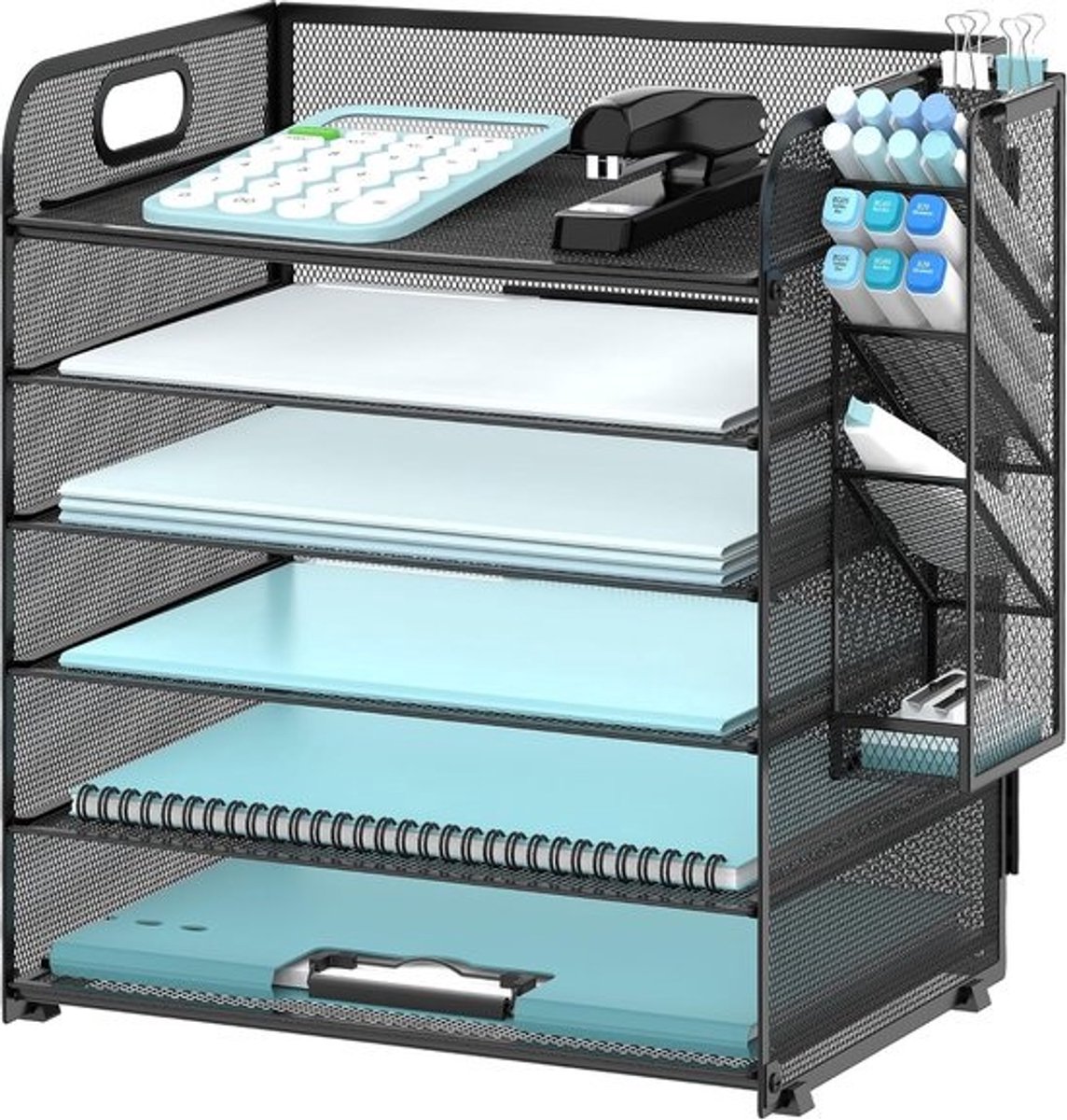 Bureau Organizer - Documentenlade Stapelaar - Bureau Opruimen - 6 Lades met Pennenhouders - A4 Formaat - Zwart