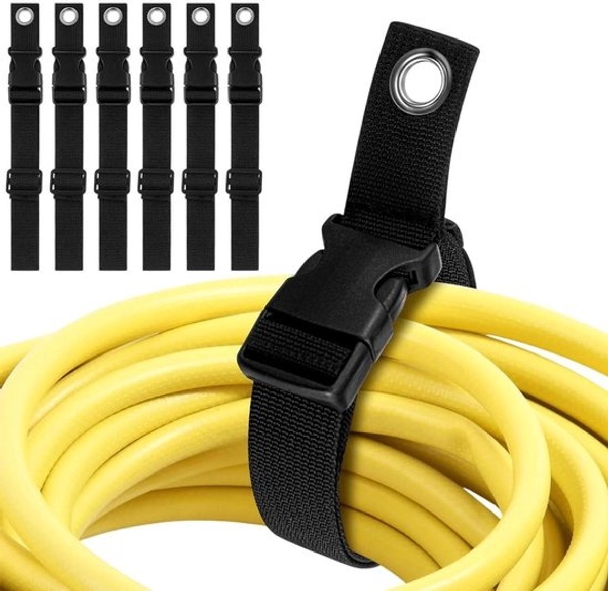 Verlengsnoer Banden - Opbergriemen - Kabel Organisatie - Verstelbaar Ontwerp - 6 Stuks - Zwart