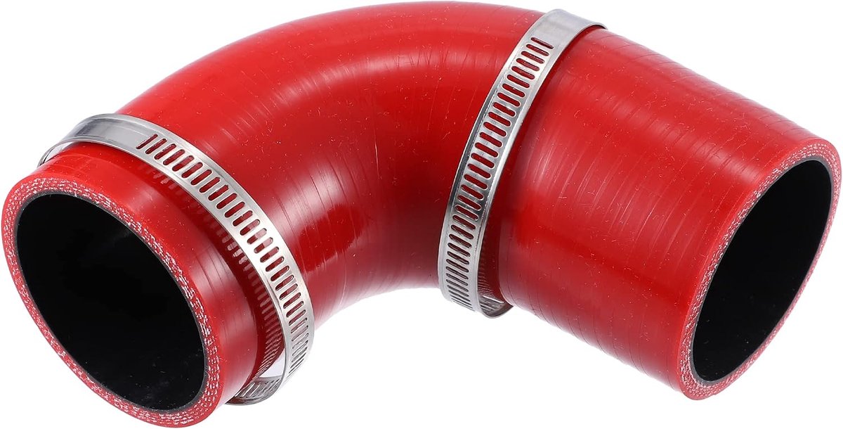 Dailygoods- Silicone Reducer 90 Graden - Slangtype 57mm - Kleur Rood/Zwart - Universele Pasvorm - Kwaliteitsmateriaal - Verbeterde Stroming - Slang