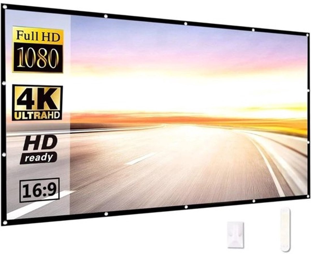 Projectiescherm Draagbaar - Thuisbioscoopscherm Buitenscherm - Films Kijken - Opvouwbaar Ontwerp - 100 inch - Wit