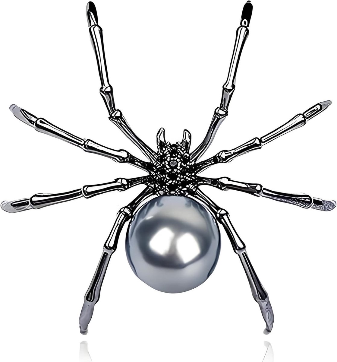 spinnenbroche met zirkonia en parels, zwarte vintage speld voor dames, avondmodeaccessoire, 1, Metaal