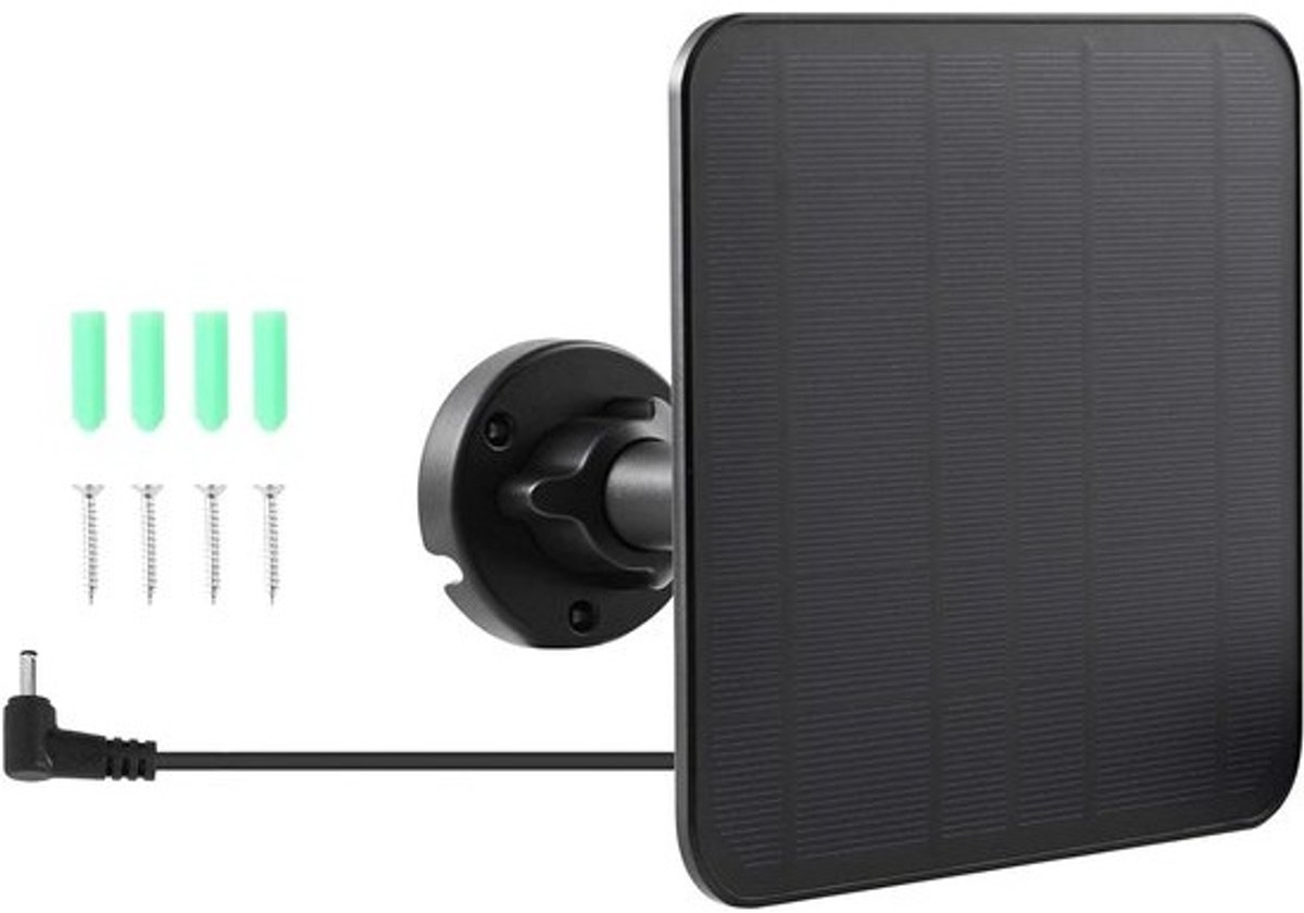 Zonnepaneel Camera Oplader - Zonnepaneel Batterij - Beveiligingscamera Opladen - Snel Opladen 12W - 3.5 meter kabel - Zwart