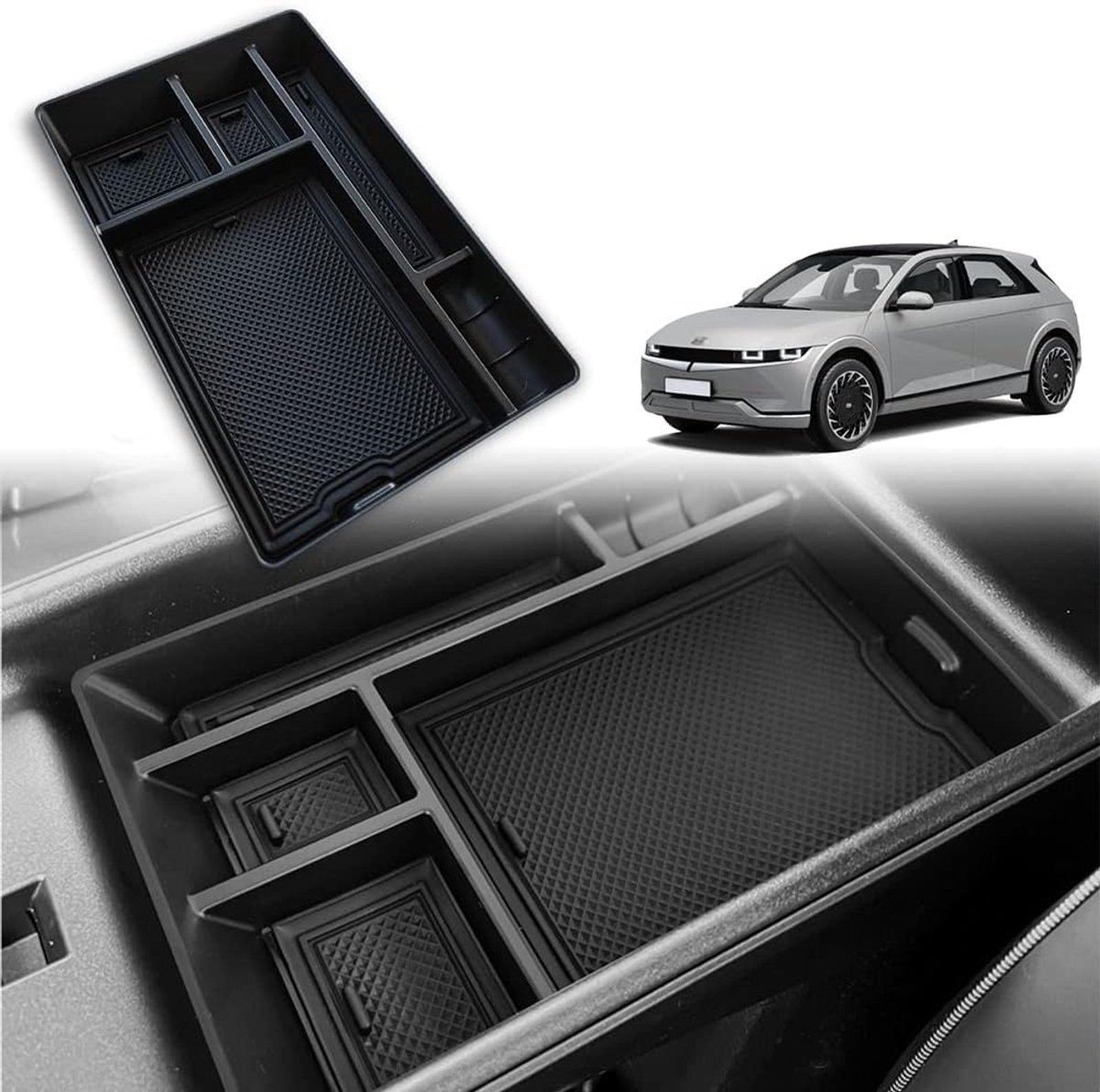 Opbergbox voor armleuning Ioniq 5, Organizer voor auto, met rand, geschikt voor Hyundai Ioniq 5 2022.