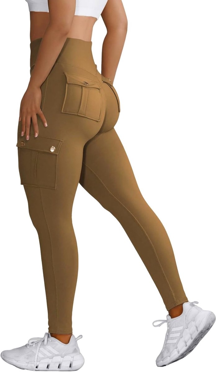 Sportlegging voor dames, hoge taille, zakken, elastisch, joggen, hardlopen, gym, fitness, yoga, vrijetijdsbroek
