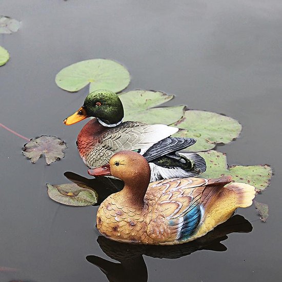 Mallard Duck Statue, realistische Duck Floater drijvende eendenkooien voor tuinvijver zwembad decor (#1) — afbeelding 3