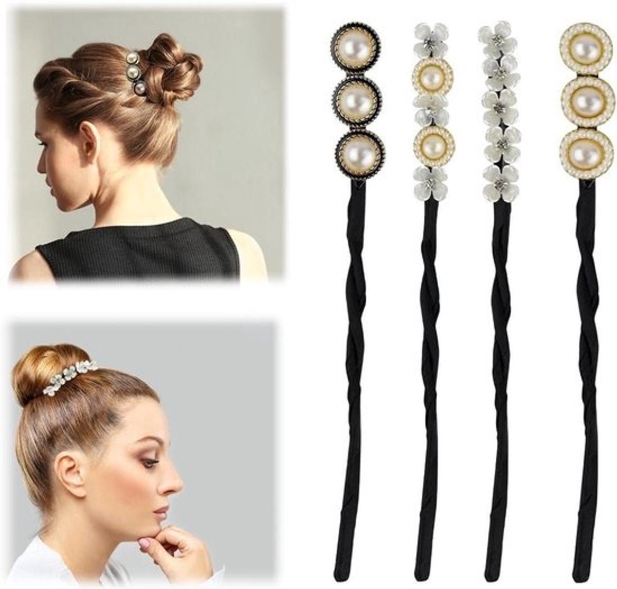 Haar Bun Maker - Haar Styling Tool - Elegante Kapsels Maken - Set van Vier Stijlen - 4 Stuks - Zwart