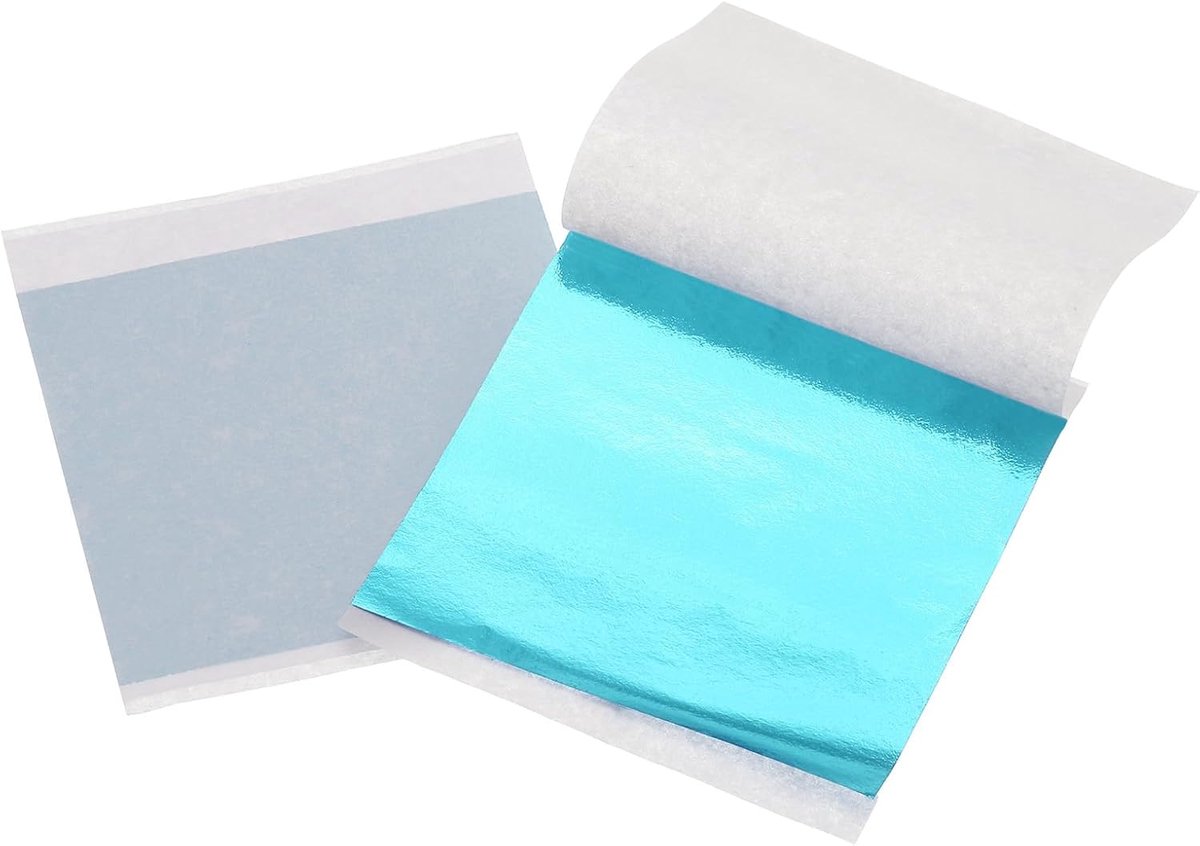 200 stuks bladbladen, 8,9 x 8,9 cm foliebladen, papiervellen voor doe-het-zelf knutselen, schilderen, nagels, hars, meubels, decoratie, lichtblauw