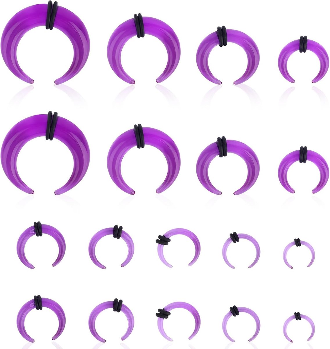 Ringen Set, C-vormige Pincher Tapers Septum Ringen Acryl Rekkit voor Oor en Neusgaatjes Maten 14G 12G 10G 8G 6G 4G 2G