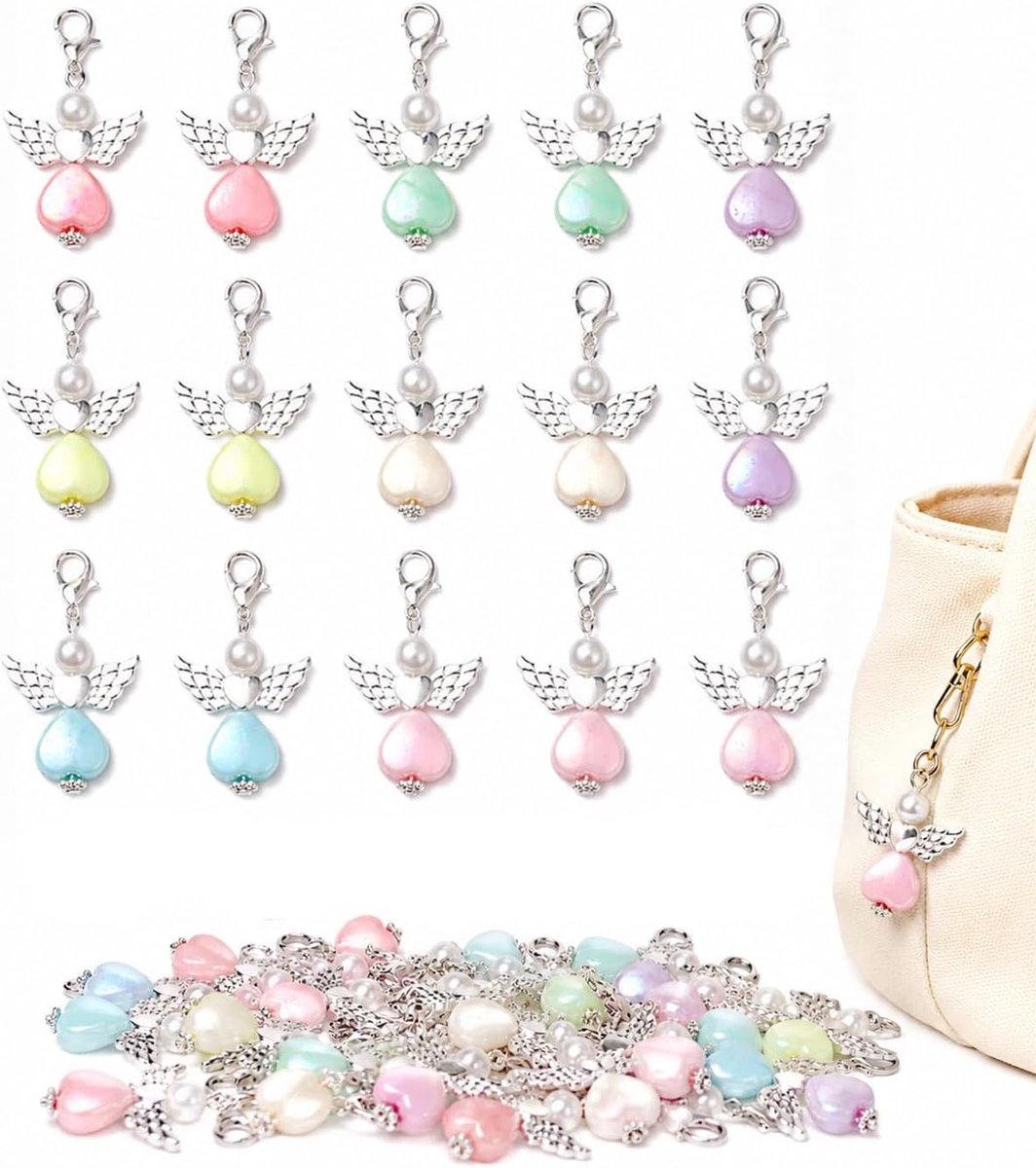 30 sleutelhangers beschermengel | details en herinneringen voor gasten. Ideaal als cadeau voor doop, communie, bruiloft, babyshower en verjaardag.
