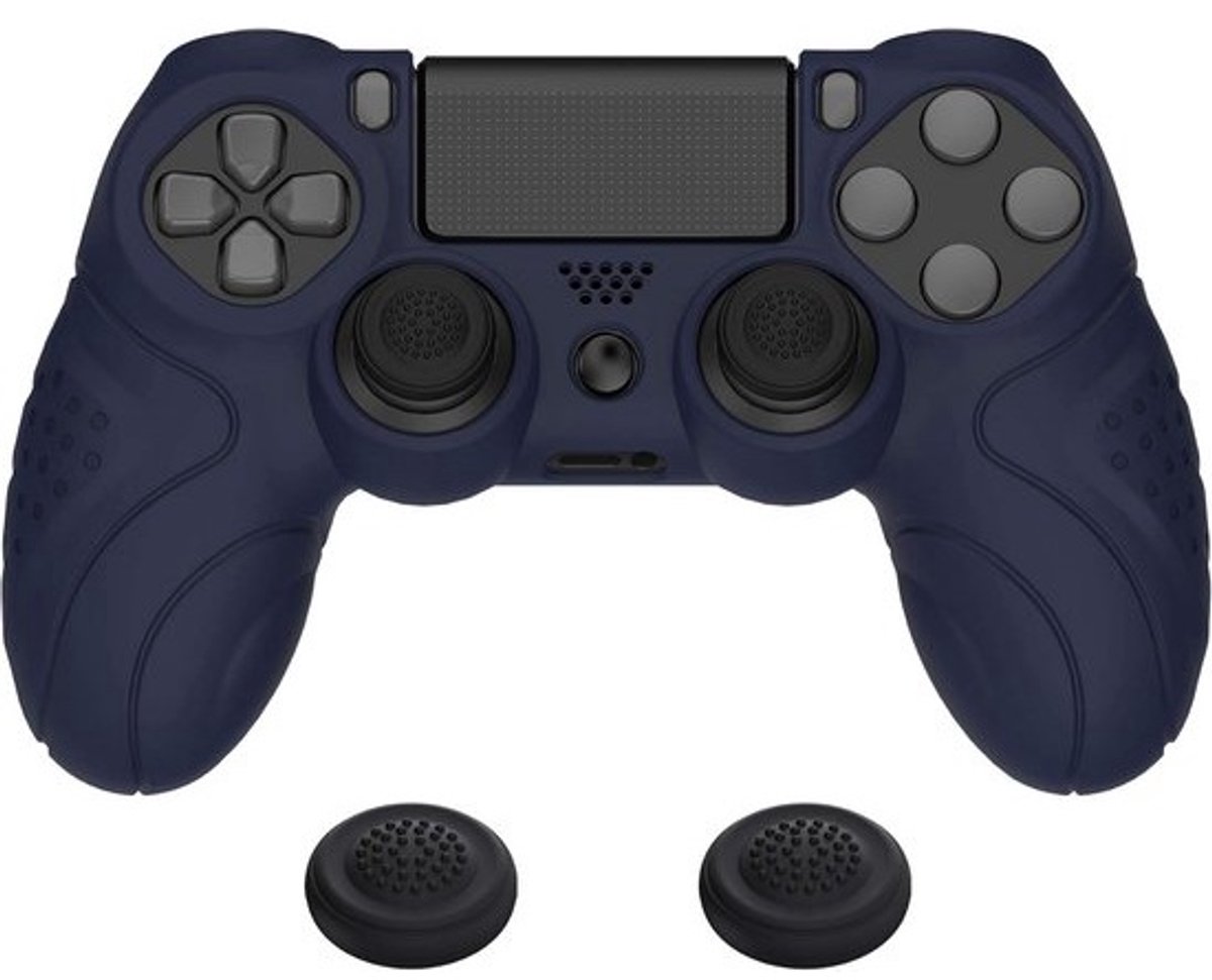 Antislip Siliconen Beschermhoes voor PS4 Controller Slim/Pro met Ergonomische Grips en Thumbstick Caps