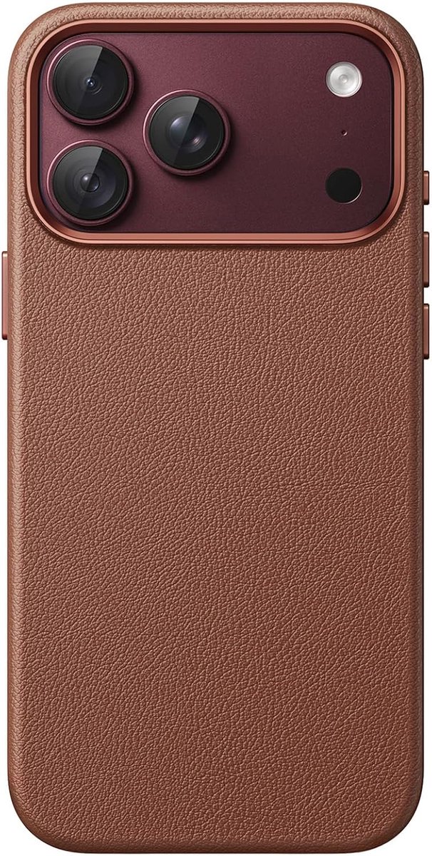 Zandarix Hoesje Geschikt voor Apple iPhone 18 Pro Max - Leder - Geschikt voor Mag - Ingebouwde Camera Bedieningsknop - Antislip Grip - Microvezelvoering - Back Cover Hoesje - Diepbruin