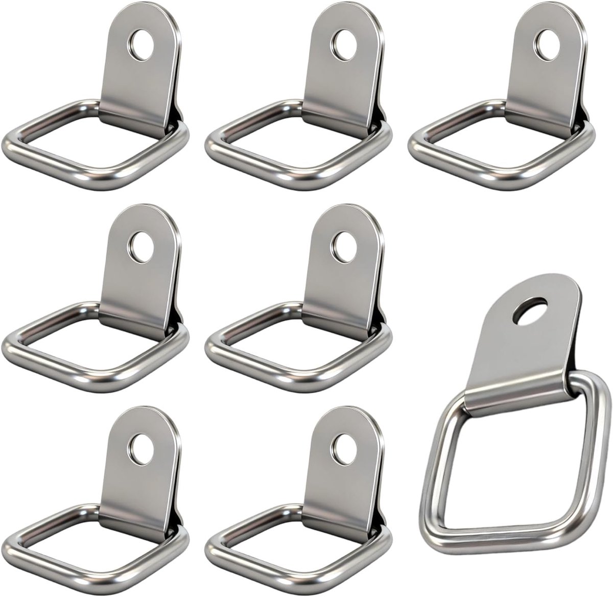 sjorringen, 8 stuks, roestvrij staal, 200 kg draagkracht, zware last, sjorringen voor aanhanger, camper, boot, vrachtwagen, kajak, sjorringen voor aanhanger, ladingbeveiliging, schroefogen