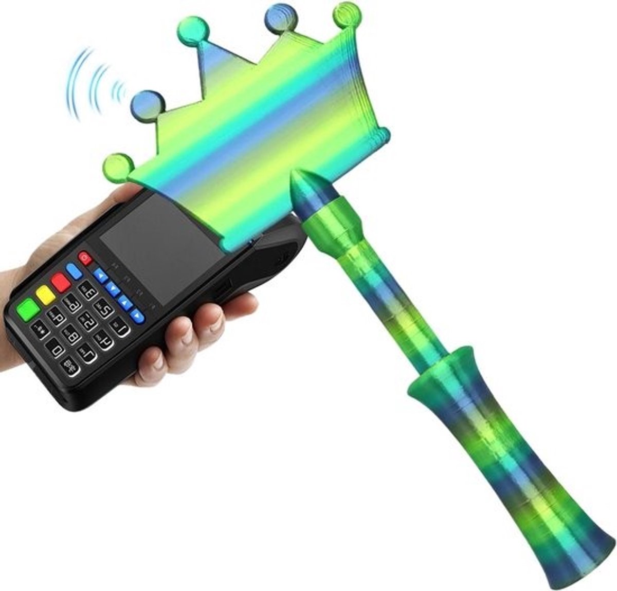 Telescopische betaalstaf - Creditcard houder - Contactloos betalen - 3D-geprint ontwerp - 34 cm uitgeschoven - Forest Rainbow