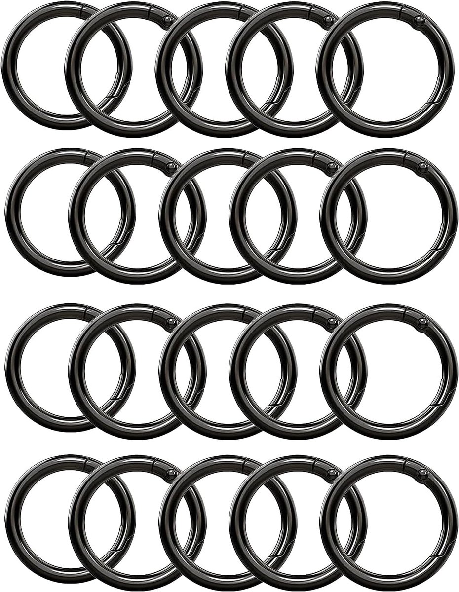 20 stuks ronde karabijnhaak, sleutelhanger, 30 mm, sleutelring, veerO-ringen, splitring, drukknoopclip voor sleutelring, tas, portemonnee, accessoires, karabijnhaak (grijs, 30 mm)