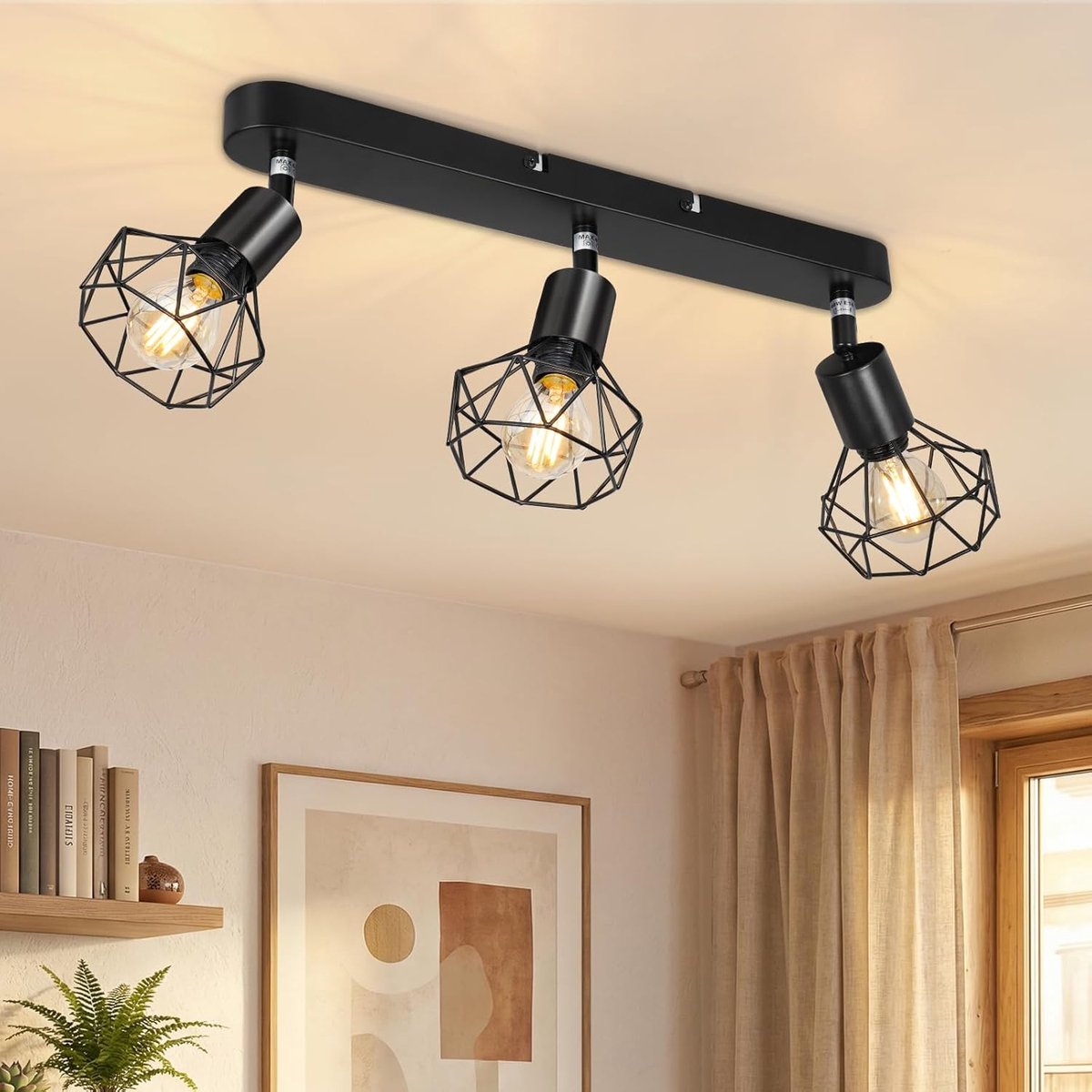 LED plafondlamp 3 vlammen, E14 plafondlamp spot binnen, zwart