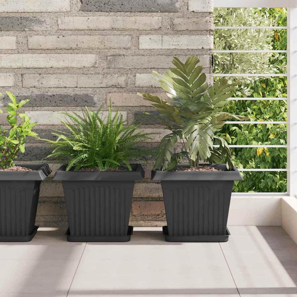 bloempot 6 STK. Zwart 28,5 x 28,5 x 22 cm