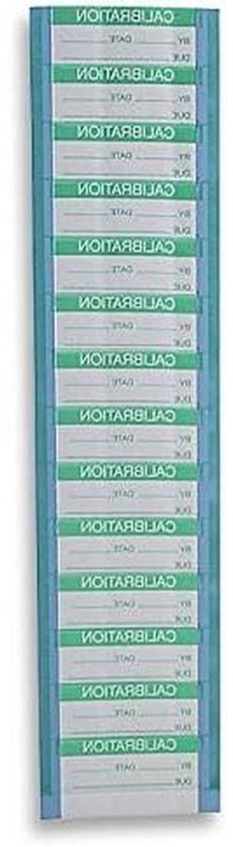 Kalibratie Etiketten - Gemetalliseerd Polyester - Identificatie Werk - Voorgedrukte Legenda - 38mm x 16mm - Groen op Wit