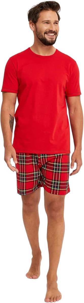 Fashion Herenpyjama van Katoen | Tweedelig Setje met Shirt en Korte Broek | Comfortabele Nachtkleding voor Warme Nachten | Cadeau-idee voor Hem S-3XL
