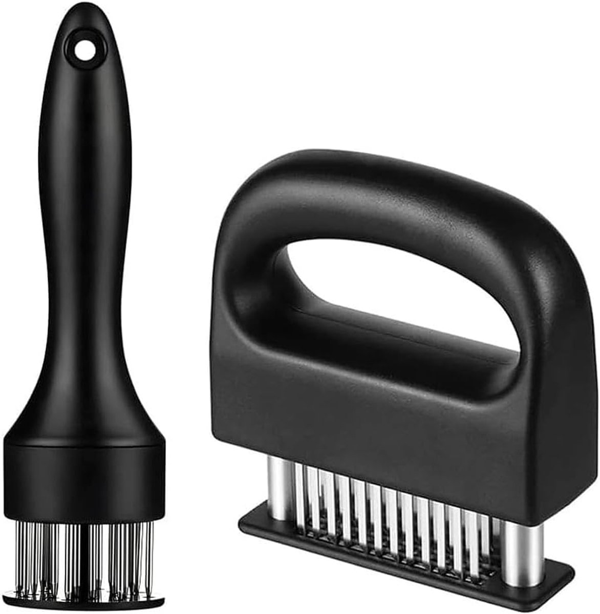 2 Stuks Vleesvermalser Set, RVS Vleesprikker met 48 Messen en 21 Naalden