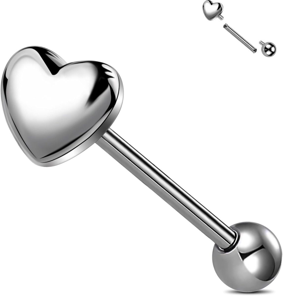 Body Piercing Titanium Tongue Piercing Bars Internally Nipple Bars Heart Star Tongue Piercing Jewellery 14G Nipple Tongue Bars