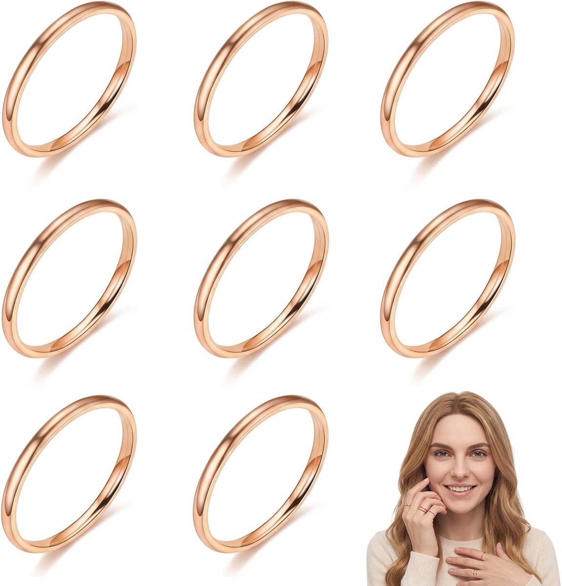 Ringen – maten 6-13, dunne stapelbare ringen voor dames en heren, ideaal als cadeau voor verjaardagen, jubilea en Valentijnsdag.