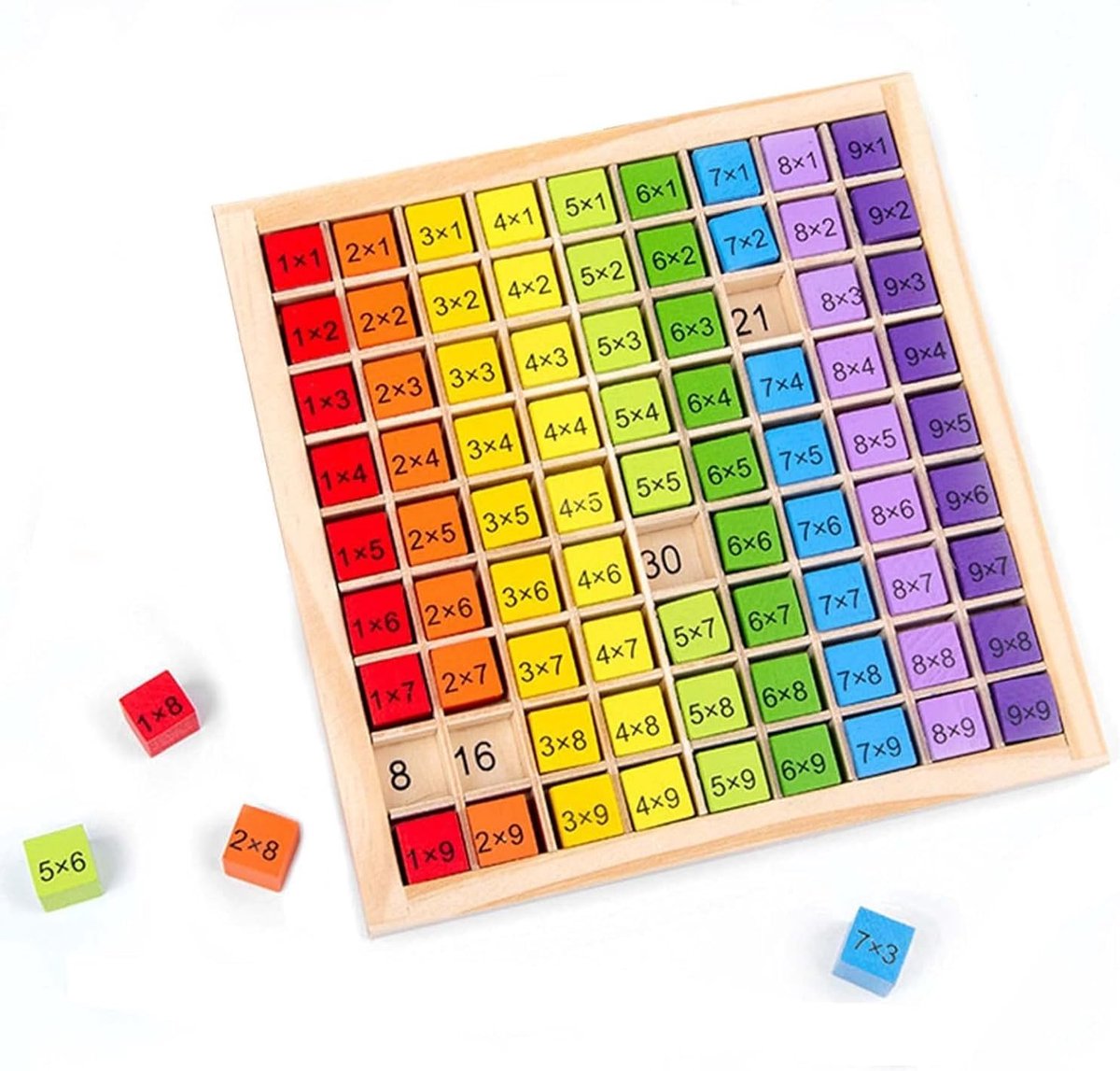 1x1 leren rekenbord, houten Montessori wiskunde leerbord voor basisscholieren, 1 x 1 99 vermenigvuldigingsbord, wiskunde, rekenkunde, educatief speelgoed, cadeau